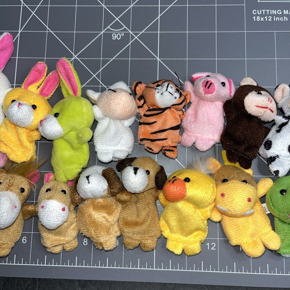 Soft Plush Animal Finger Puppets Baby Story Time Assorted Animal Set of 22 - Picture 3 of 7